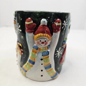Certified International 3D Snowmen Mug Winter Susan Winget Ceramic Coffee Cup